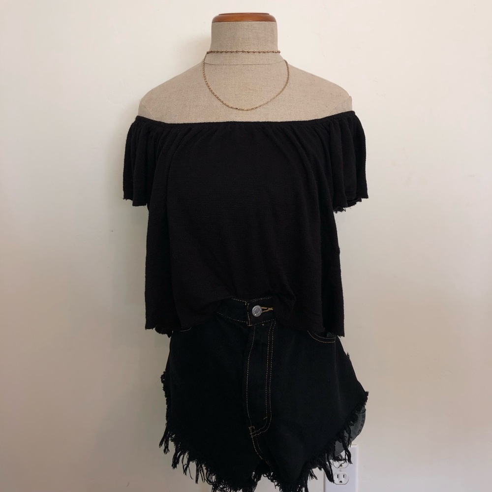 Black off the shoulder shirt